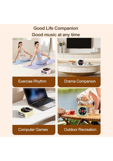 Springsun Taşınabilir Kablosuz Hoparlör Vintage Cd Kayıt Stili Bt5.3 Teknolojisi Hoparlörler Stereo Sahne Hifi Ses Aux Usb Flash Beyaz