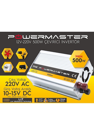 İnvertör 500 W 12 V 220 V Çevirici Modıfıed Sınus Powermaster