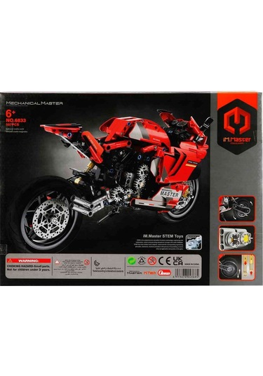 Kırmızı Motosiklet Teknik Yapım Parçalı Yarış Motoru 557 Parça