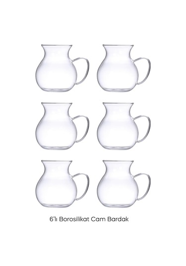 Perotti Keyfi Ala Borosilikat 6'lı Çay Bardağı