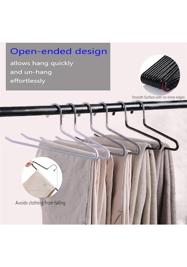 Cbtx 10 Adet 29 Cm Z Şekilli Pantolon Askısı Kaz Elbise Kaymaz Depolama Rafları Ters-siyah Siyah