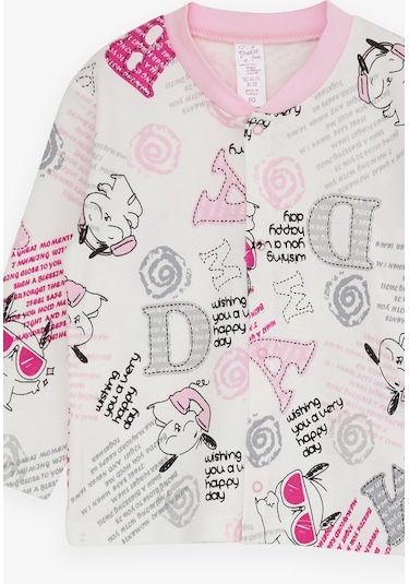 Breeze Kız Bebek Pijama Takımı Yazı Desenli 4 Ay-1 Yaş, Ekru-ekru Ekru