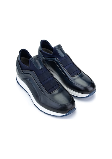 Tamer Tanca Erkek Hakiki Deri Lacivert Casual Ayakkabı 383 6094 Erk Ayk Y24 Lacı Slvr Lacivert - Gümüş