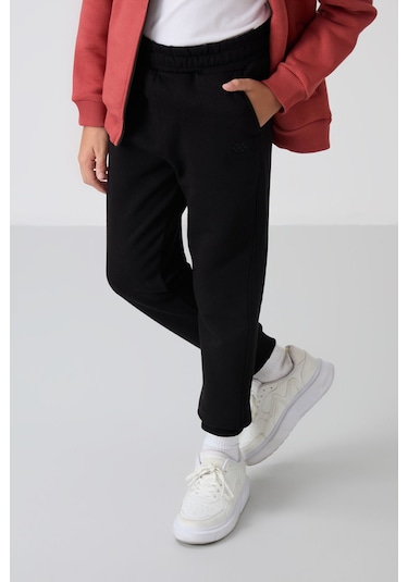 Tommy Life Kiremit-siyah Pamuklu Kalın İçi Tüylü Yumuşak Dokulu Standart Fit Nakışlı Erkek Çocuk Eşofman Takım Kiremit