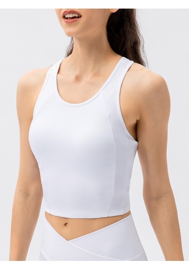 Moveevo Kadınlar İçin Yoga Spor Atlet, Dahili Göğüs Padli, Kuru Kesim, Kolaysız, Beyaz, Avrupa Beden 4/s Beyaz