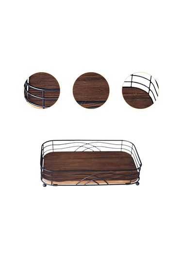 Homyl Kağıt Havlu Tutucu Masaüstü Depolama Rafı Mücevher Kahverengi