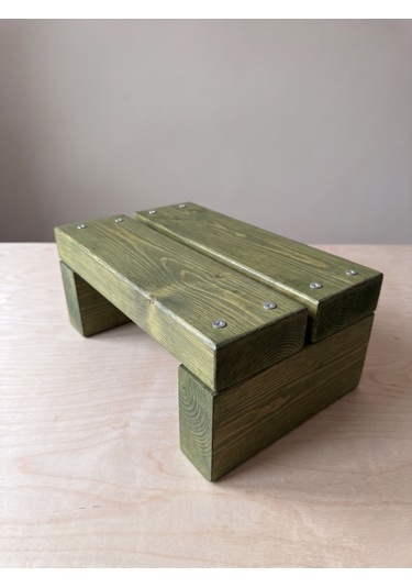 Nest Woodtr Doğal Ahşap Tek Katlı Basamak Tabure Yükseltici 30x25x15cm 1adet Yeşil