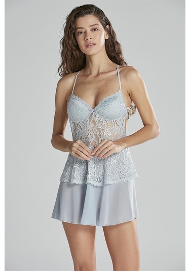 Pierre Cardin 645 Kadın İp Askılı Saten Gecelik-mist Mist