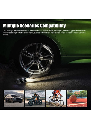 Reedark St-09 Kablosuz Elektrikli Hava Pompası, 4 Modlu Araba, Motosiklet, Bisiklet, Top , 150psı Maksimum Basınç, 2x2000mah Li-poly Batarya, Otomatik Durdurma, Usb Ters Şarj, Gece Aydınlatması Turuncu
