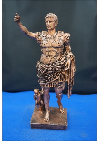 Sezar Augustus Roma İmparatoru Heykeli - 33 Cm Dekoratif Biblo, Ev & Ofis Hediyelik Aksesuar Bakır