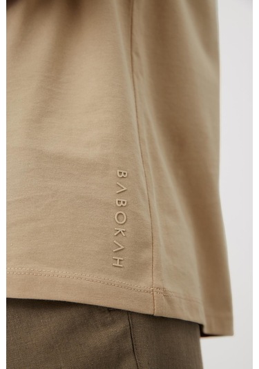 BASKILI BASIC KISA KOL T-SHIRT AÇIK KAHVE Açık Kahverengi
