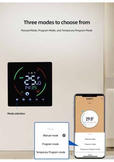 Vkemall East2 Wıfı Akıllı Termostat, Su Isıtıcı/kazan İçin 3a, Uzak Kontrol, Nem Ve Hava Durumu Takibi, Siyah, Tuya Uyumlu