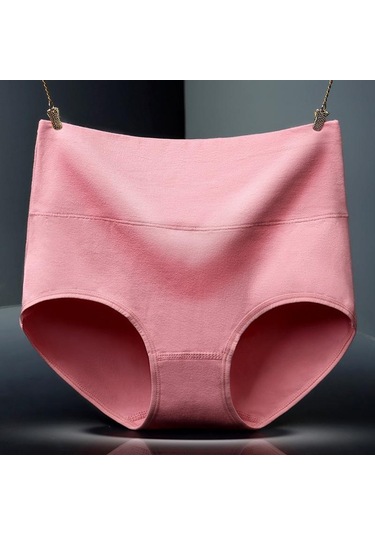 Koyu Pembe Büyük Beden Saf Pamuklu Minimalist Kadın İç Giyimi Ve Kalça Kadar Yüksek Bel İç Giyim Nefes Alabilir Külot Koyu Pembe