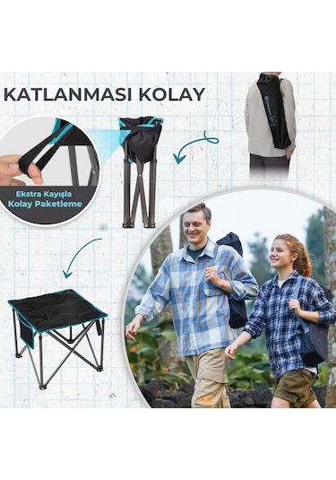 Fundango Cozy Stool Plus Ultra Konforlu Destekli Katlanır Tabure Black Siyah