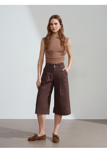 Dilvin 72291 Orta Bel Denim Bermuda-kahve Kahve