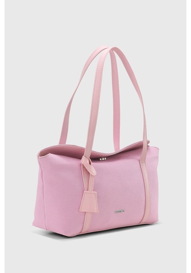 Kanvas Pembe Kapaklı Bowling Tote Omuz Çantası 270 Kanvas Pembe