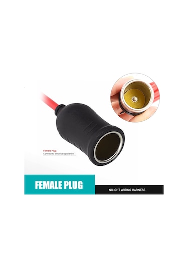 Moveevo 12v/24v Araç Güç Uzantı Kablosu, Sigara Çakmaklı Soketli, 3.6m 16awg, 15a Akım, Araç Gereçlerine Güç Sağlar