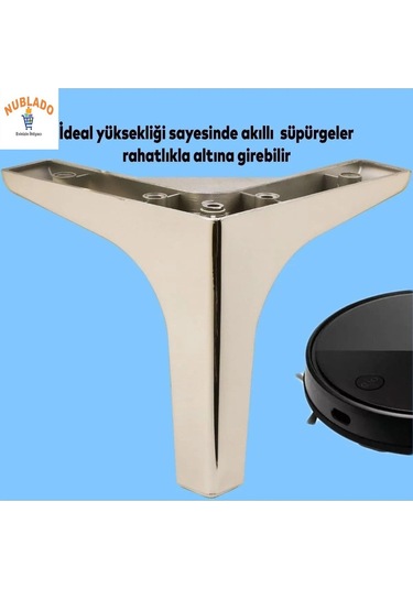 Yonca Lüks Mobilya Kanepe Sehpa Tv Ünitesi Koltuk Ayağı 14 Cm Parlak Krom Baza Ayakları Gri Tekli Ko Renkli