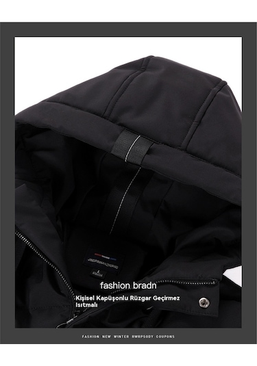 Yeni Erkek Kapüşonlu Orta Boy Şişme Mont Yeşil