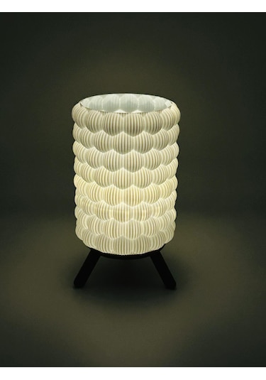 Origami Tasarım 3d Baskı Dekoratif Masa Lambası Pilli Mum Işıklı Geometrik Gece Lambası Beyaz