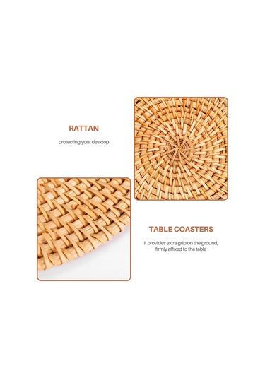 Sıcak Sıcak Altlıklar İçin 4 Adet Rattan Altlık, Dayanıklı Tencere Altlığı Kahverengi