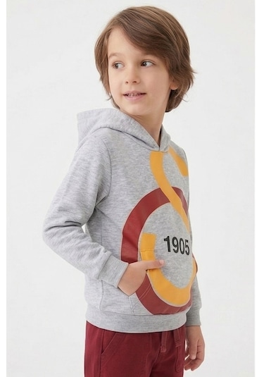 Galatasaray Lisanslı Büyük Logo Gri Çocuk Sweat