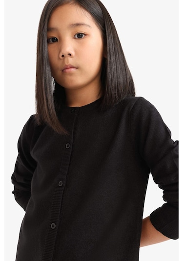 Defacto Kız Çocuk Bisiklet Yaka Düğmeli Hırka N8407a625aubk27 Siyah