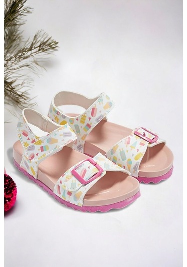Çocuk Dondurma Desenli Renkli Sandalet 001