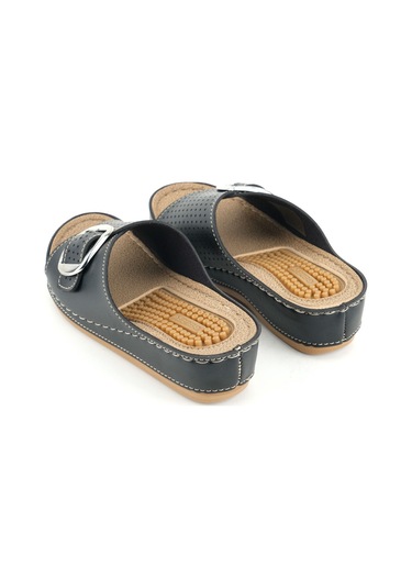 Gezer Kadın Yazlık Masaj Taban Tek Toka Ayarlanabilir Yüksek Topuk Günlük Terlik Siyah-bej Siyah - Bej