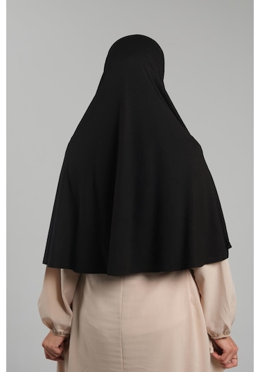 Siyah Pratik Hazır Geçmeli Tesettür Eşarp Viskon Pratik Namaz Örtüsü 2201 01 Siyah