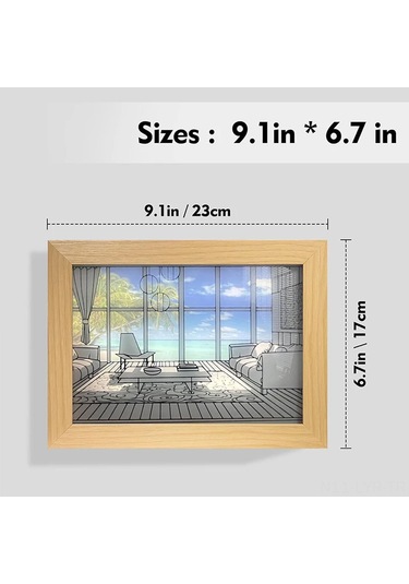 Ranyeek Küçük Boy Ahşap Akrilik Led Işıklı Tablo - Dokunmatik Dimmable 3 Renk Aydınlatma - Boş Oda Dekoru