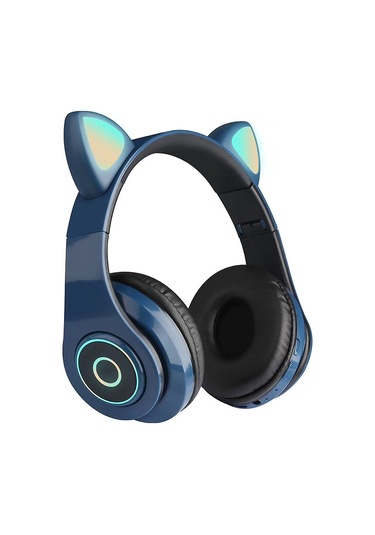 Qingmipy B39 Kablosuz Kulaküstü Bluetooth Kulaklık, Işık Efektli Espor Oyun Ve Müzik İçin, Mavi Renk, 40mm Hoparlör, 7 Saat Kullanim Süresi