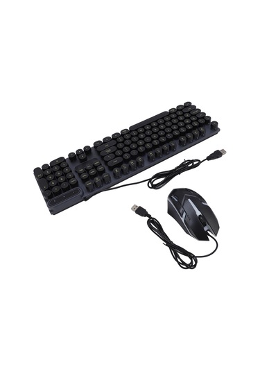 Xindoker D500 Siyah Kablolu Klavye Fare Seti, Pencere Ve Mac Uyumlu, 1600 Dpı, Su Geçirmez, Işıklı Tuşlar, Dayanıklı Uv Baskı, Plug And Play