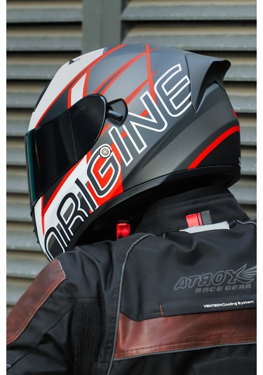 Strada Competition Beyaz-kırmızı-siyah Kask Güneş Vizörlü C1 Beyaz