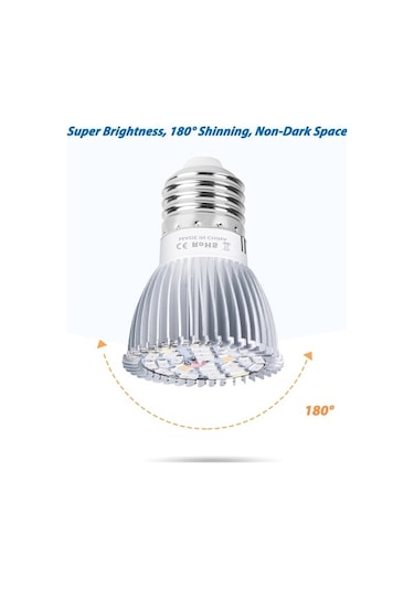 Tongxida 2 Adet Led Bitki Büyüme Lambası, E27 28 Boncuk, Tam Spektrum Kupa Işığı Diğer