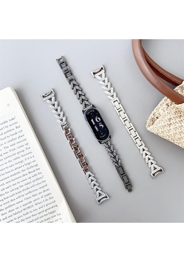 Xiaomi Mi Band 9 İçin Bling Bileklik Şık Akıllı Bantlar Kadınlar İçin Yedek Saat Kayışı Kolay Ayarlanabilir Mi Band 8 Bileklik