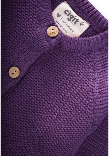 Links Triko Hırka 1-8 Yaş Mor Mor