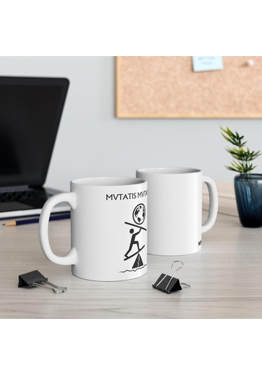 Mutatis Mutandis Kupa Bardak Değişimi Ve Uyumu Yansıtan Felsefi Tasarım Hediyesi Beyaz