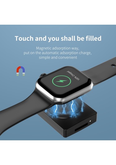 iOs Watch Uyumlu Serisi İçin S02 Usb Magnicy iOs Watch Uyumlu Kart Okuyucu İşlevi İle Kablosuz Şarj Cihazı Siyah