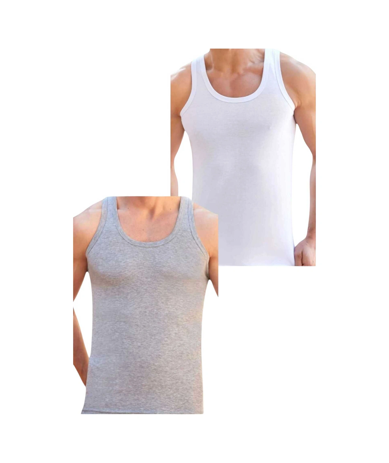 Tezzgelsin Erkek Pamuklu 2 Renk 6'lı Atlet Beyaz - Gri