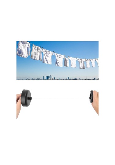 Ganzhoushop Ev Tipi 304 Paslanmaz Çelik Geri Çekilebilir Çamaşır Askısı Çamaşır Yıkama İpi Siyah Çok Renkli