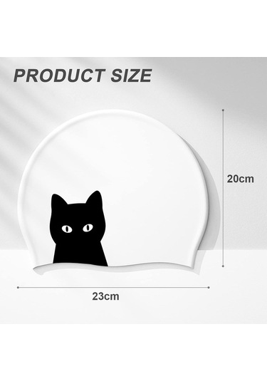 Dm Hy08 Sevimli Karikatür Baskılı Silikon Yüzme Bonesi - Beyaz Domuz Desenli Beyaz