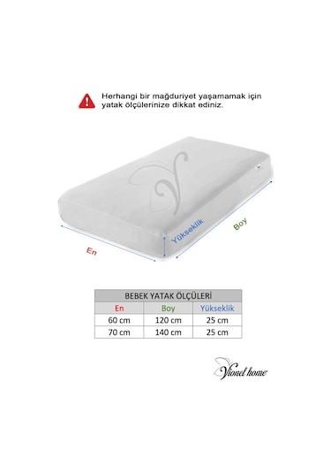 Vionel Home Pamuklu Sıvı Geçirmez Bebek Ve Çocuk Yatak Koruyucu Alez Beyaz