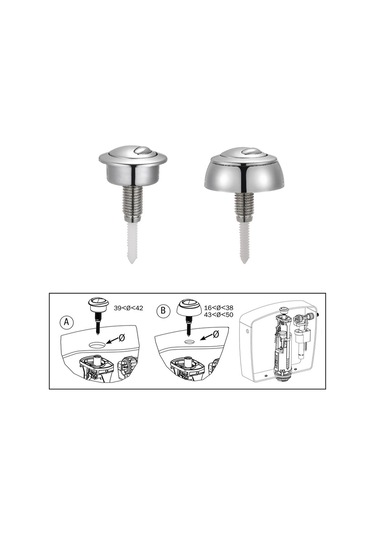 Suntek Tuvalet Sifon Düğmesi Tank Vanası Banyo Ev Gümüş
