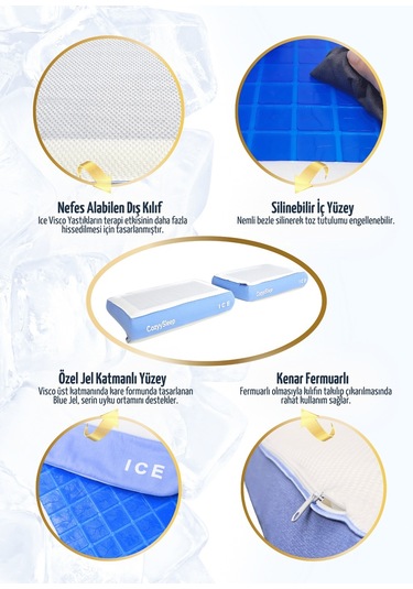Ice Visco Yastık Boyun Fıtığı Boyun Düzleşmesi Destekli Lüks Yastık Taşıma Çantalı