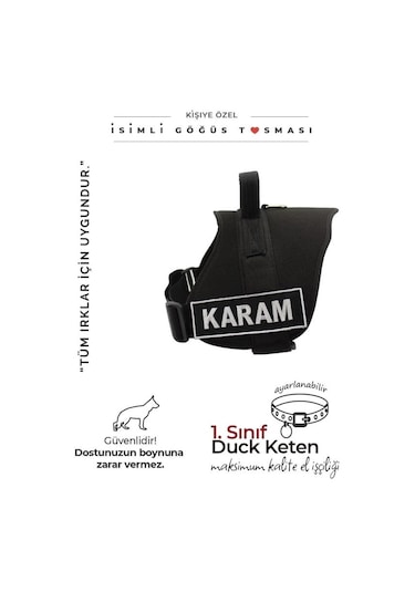 MgTasma K9 Göğüs Tasması Siyah