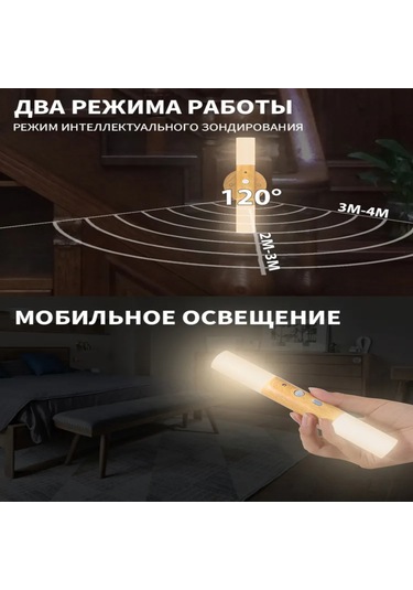 Springsun Usb Şarjlı Akıllı İnsan Algılama Duvar Lambası, İki Kafa Döner Akrilik Stairway Geçit Işığı, Sürekli/algılama Modu, Dahili Pil, Ambiyans Aydınlatması Ahşap