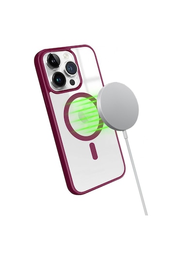 İphone 14 Pro Magsafe Özellikli Renkli Clear Case Kapak