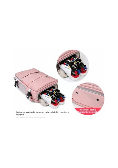 Pink Rahat Seyahat Sırt Çantası Kadın Büyük Kapasiteli Su Pembe