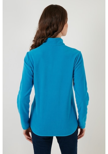 Lela Slim Fit Yumuşak Dokulu Anti-Pilling Tüylenme Yapmayan Yarım Fermuarlı Bayan Polar 5907000 Turkuaz